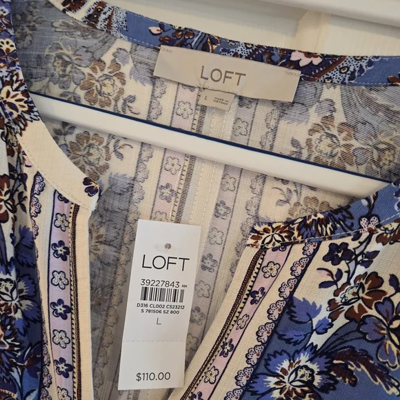 LOFT Blue and Cream Paisley Dress - Picture 2 of 3